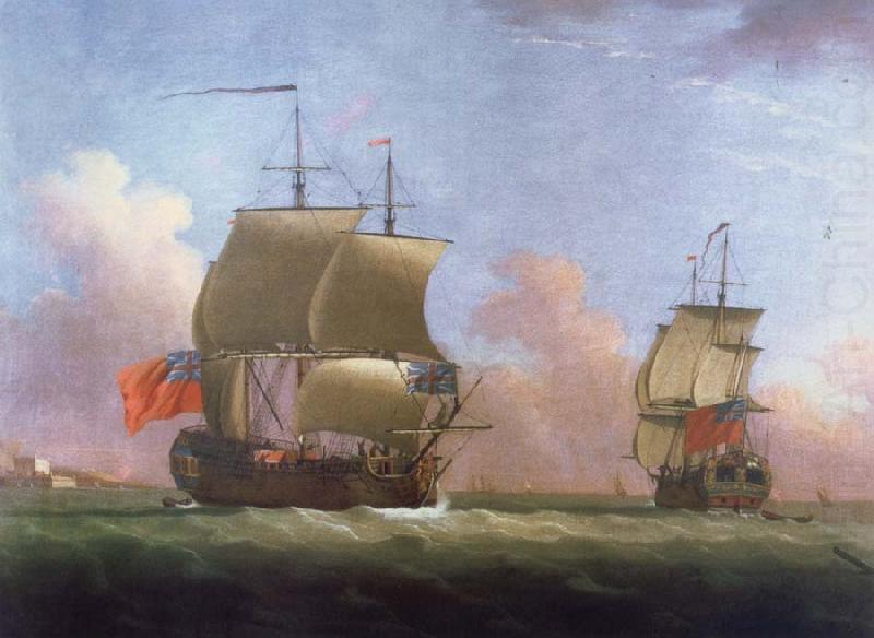 Monamy, Peter THe Ship rigged royal yacht Dublin in two positions china oil painting image
